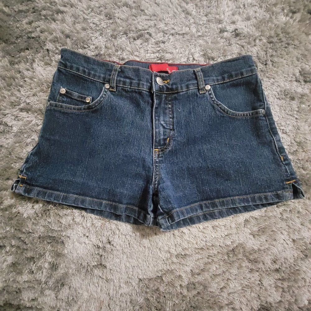 Juniors GLO Blue Jean Denim Shortie Shorts Size 7